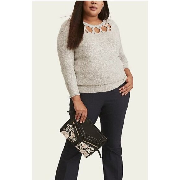Torrid 00 Womens Size 10 Gray Slash Yoke Pullover Knit Sweater Boho - Picture 1 of 8